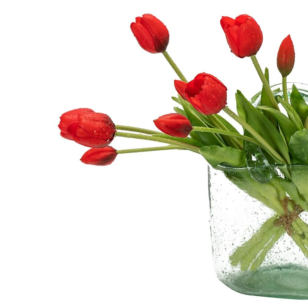15 PCS Red Artificial Latex Fake Tulips Bouquet Wedding Party Kitchen Decor