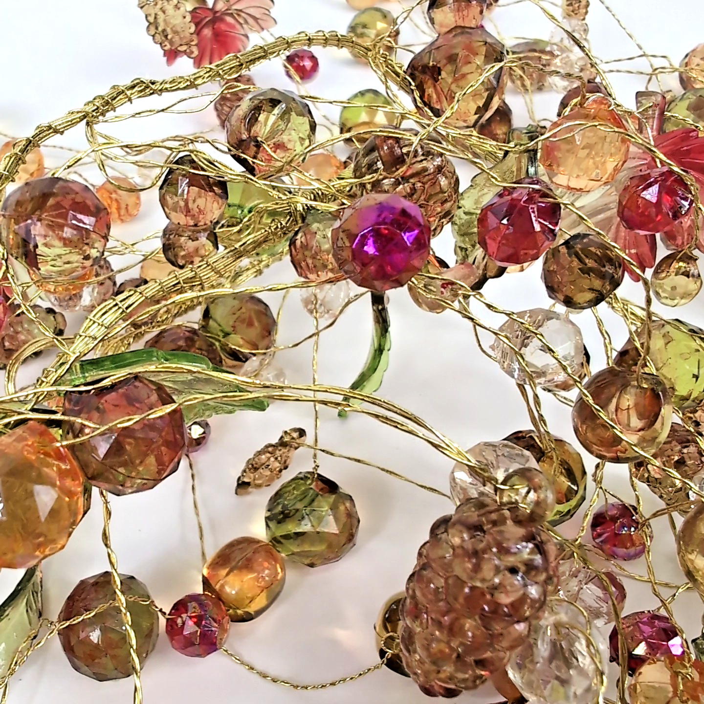 3 Handmade Garland Decor Acrylic Beads Grapes Berries Leaves Autumn Patio Decor