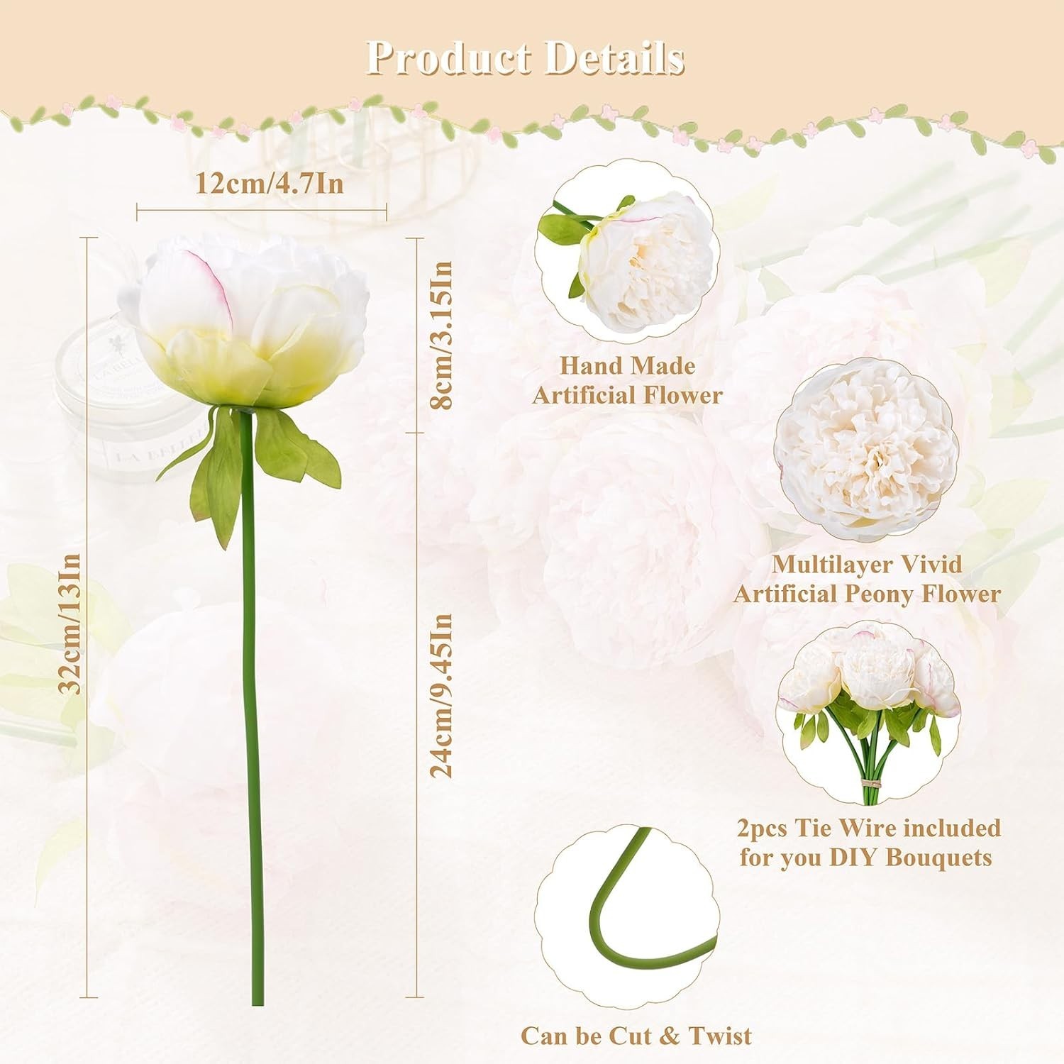 Lightweight 20pcs Artificial Peony – Dust and Fade Resistant Floral Elegance