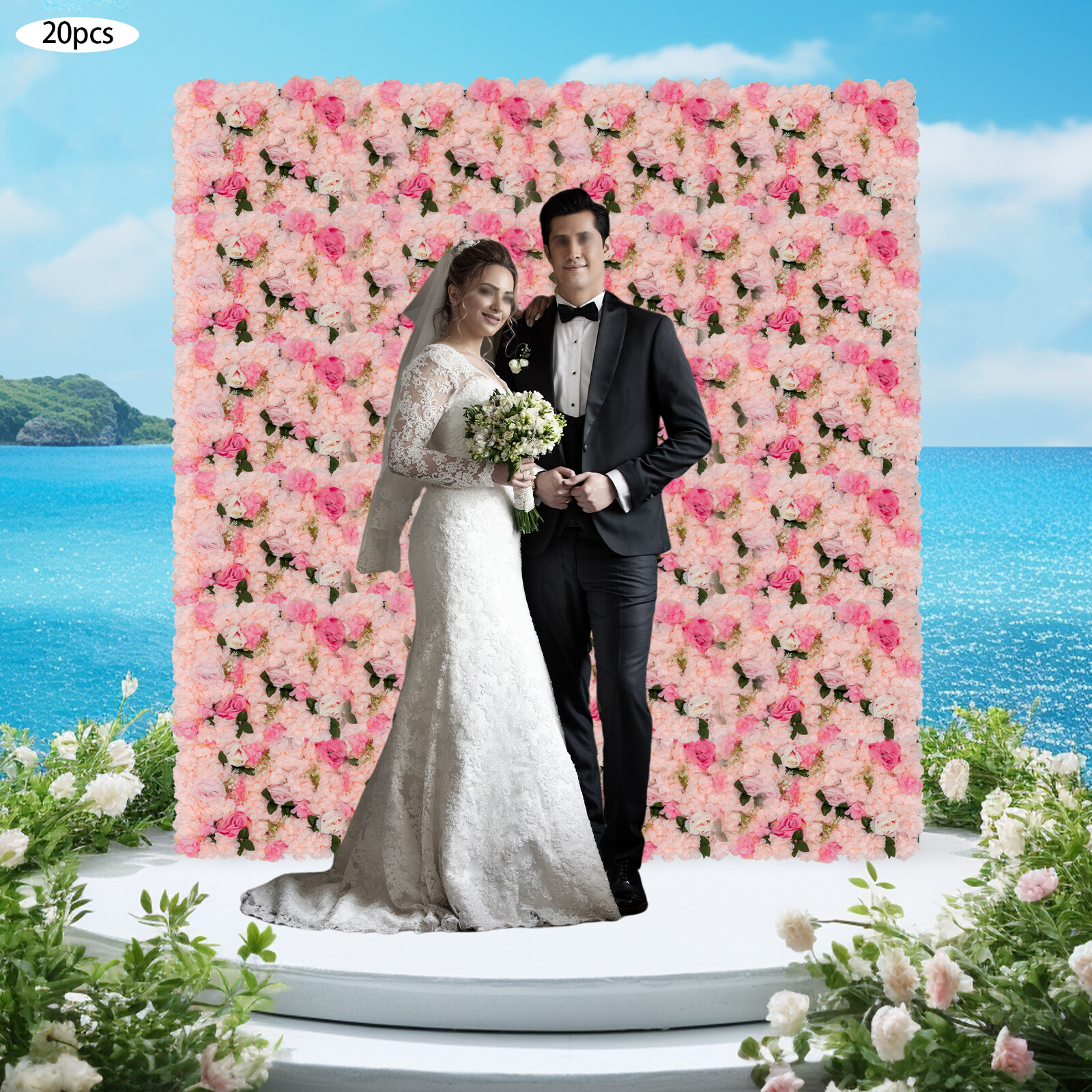 Artificial Rose Hydrangea Flower Wall Panels Wedding Backdrop 60 x40cm 12PCS