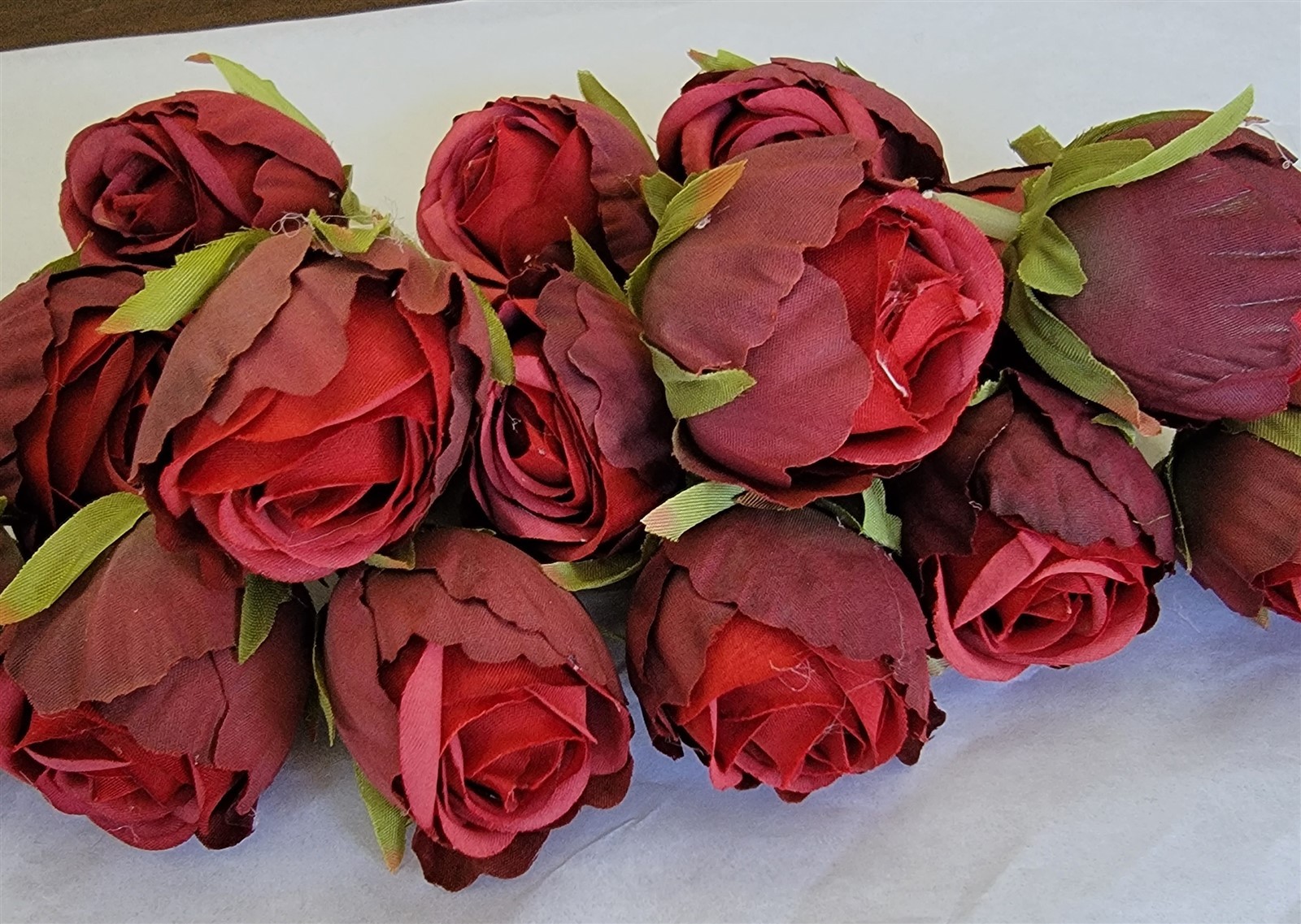 Victorian Trading 16 Red Burgundy Rose Buds Faux Flowers 2″ 47D