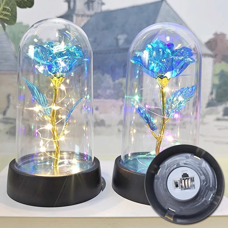 Eternal Forever Galaxy Rose Flower In Glass Dome LED Light Romantic Gift for Her
