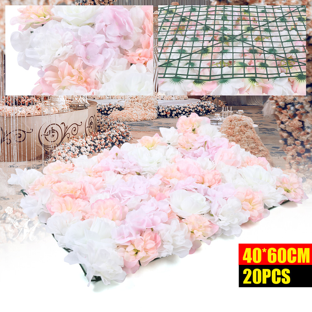 60x40cm Silk Rose Artificial Flower Wall Panel Wedding Party Backdrop Decoration
