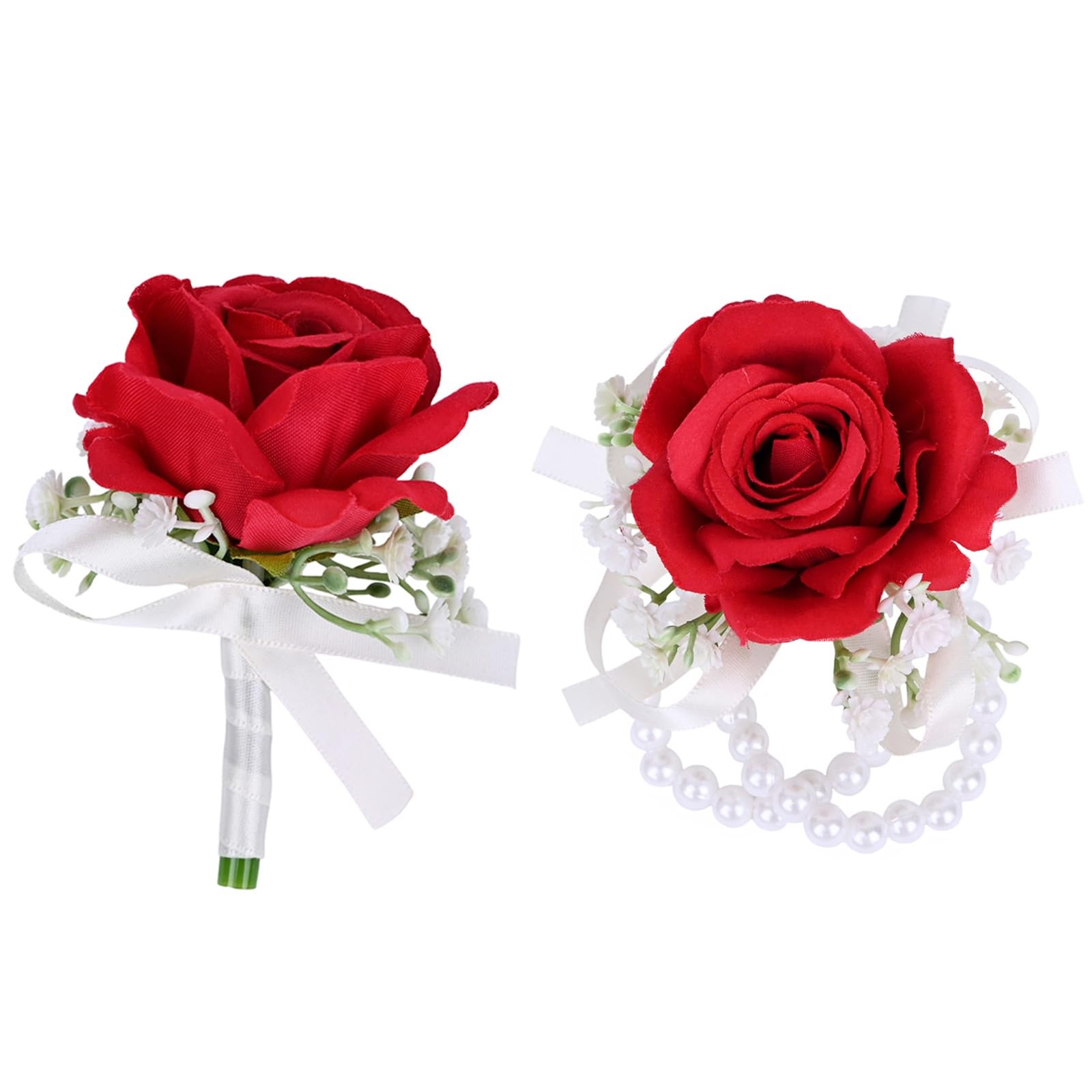 2 Pieces Party Prom Homecoming Artificial Rose Wrist Corsage and Boutonniere …