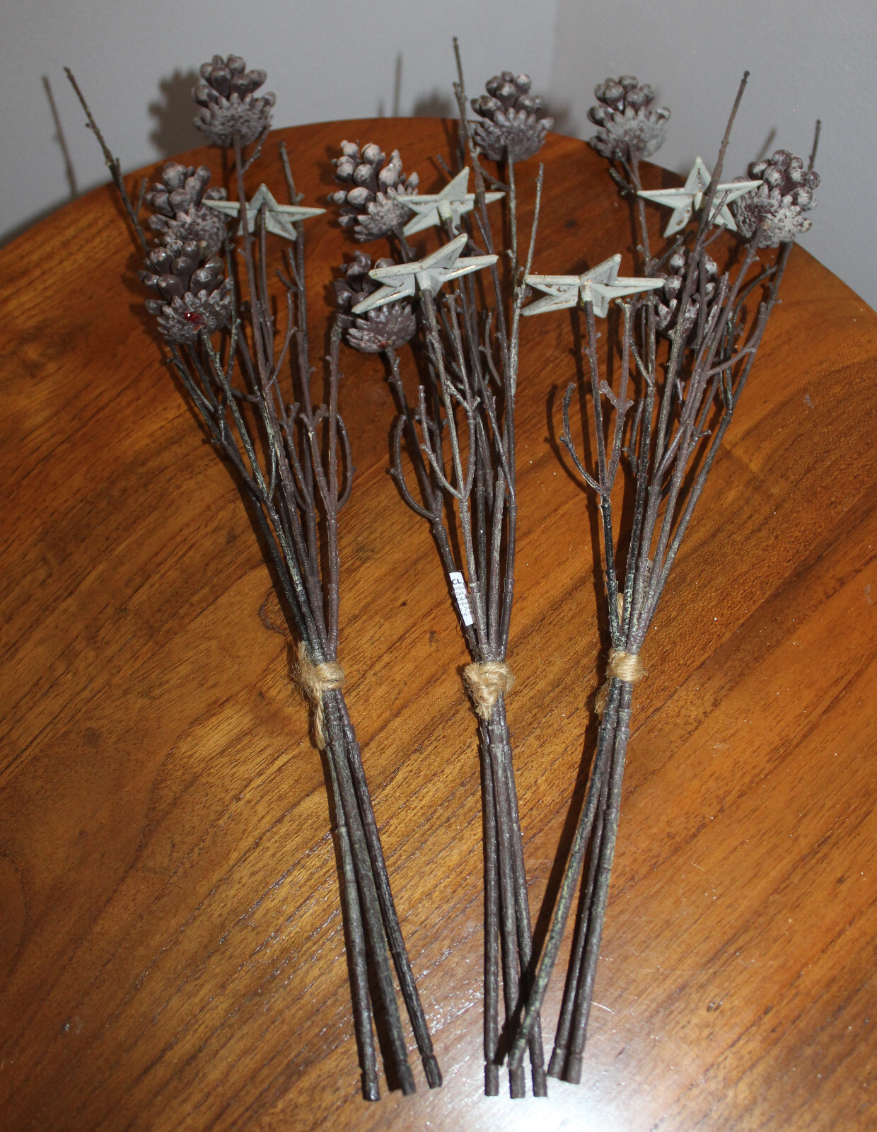 IKEA ARTIFICIAL DECORATIVE ARTIFICIAL BRANCHES w/ PINE CONES & STARS SET OF 3