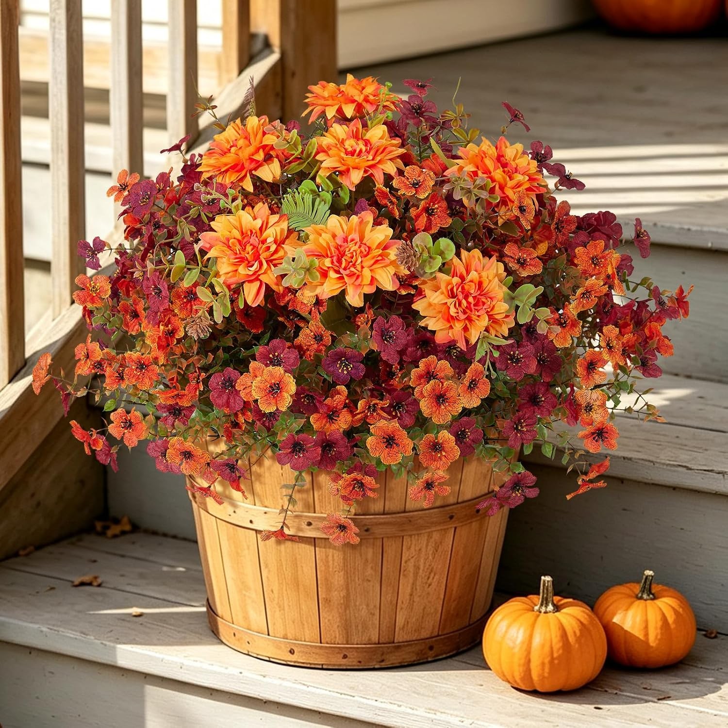 12 Bunches Artificial Silk Daisy, UV Resistant Faux Flowers Outdoor Decor