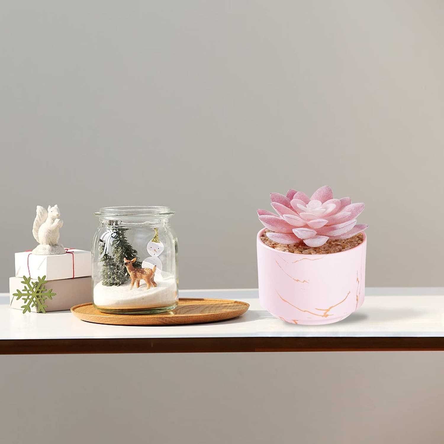 Elegant Artificial Succulent in Round Pink Pot – Indoor Decorative Accent