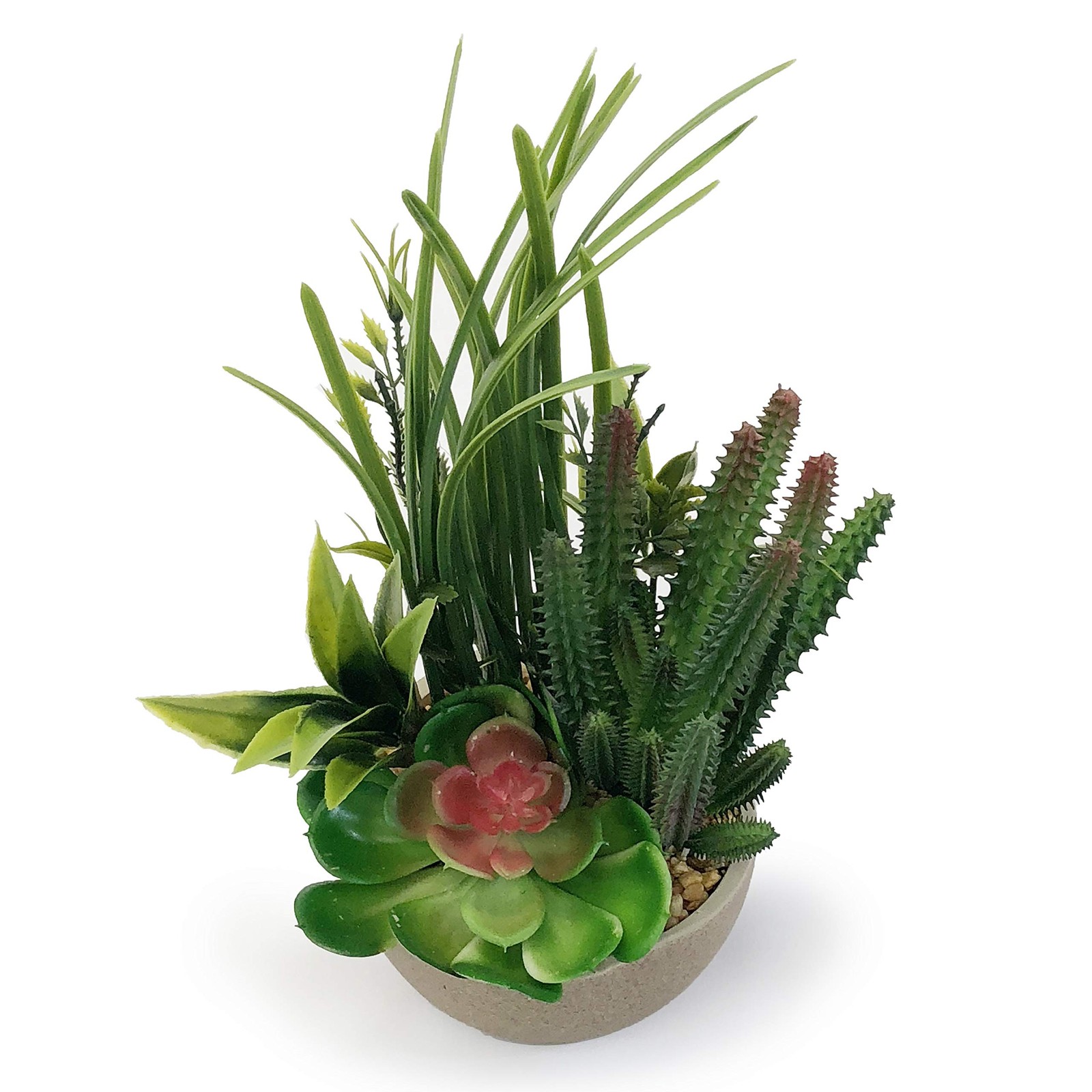 Small Desktop Artificial Combination Succulent Plant Group with Natural Clay Pot