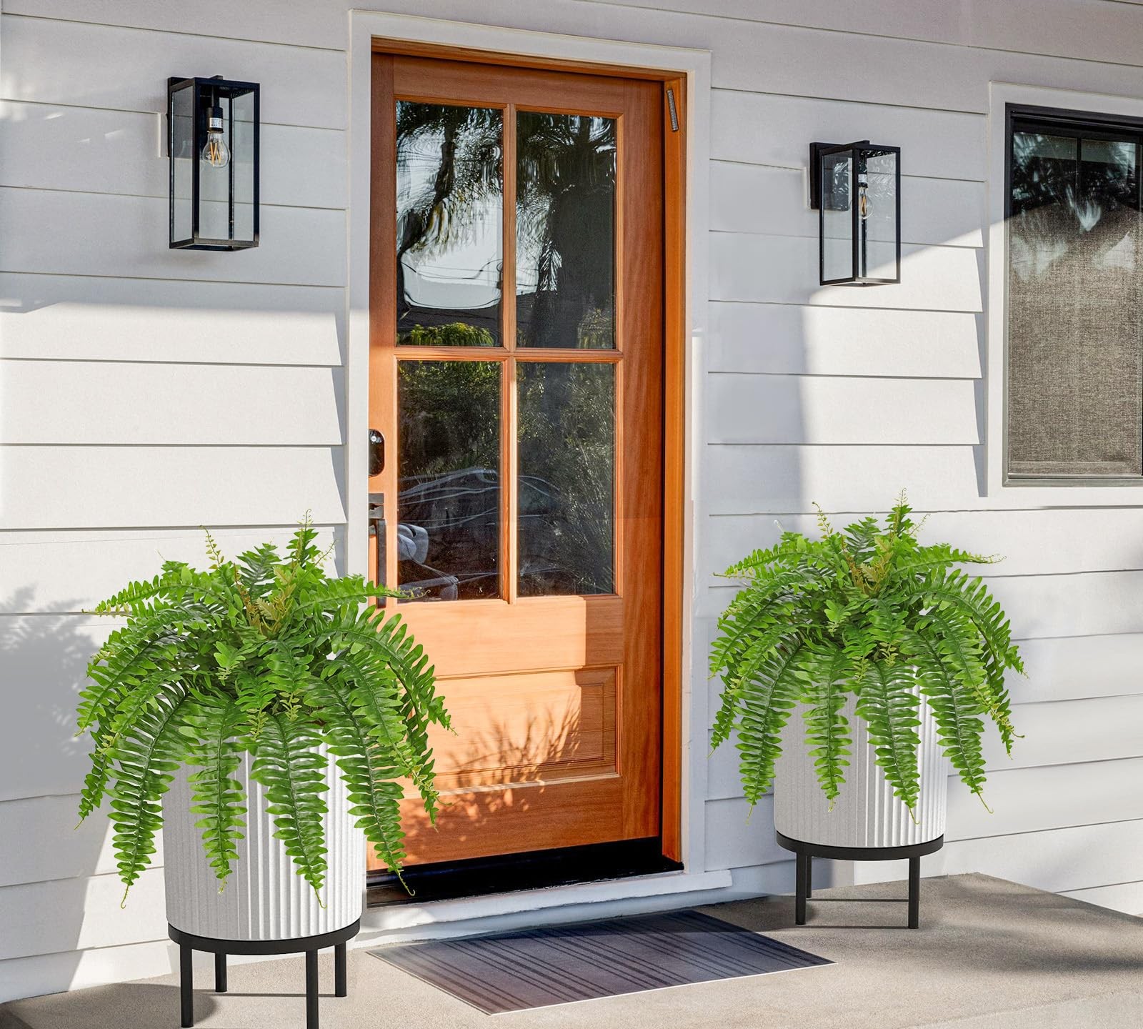 Hollyone Artificial Fern Plants in Pot 25.5″ Black – Green Medium