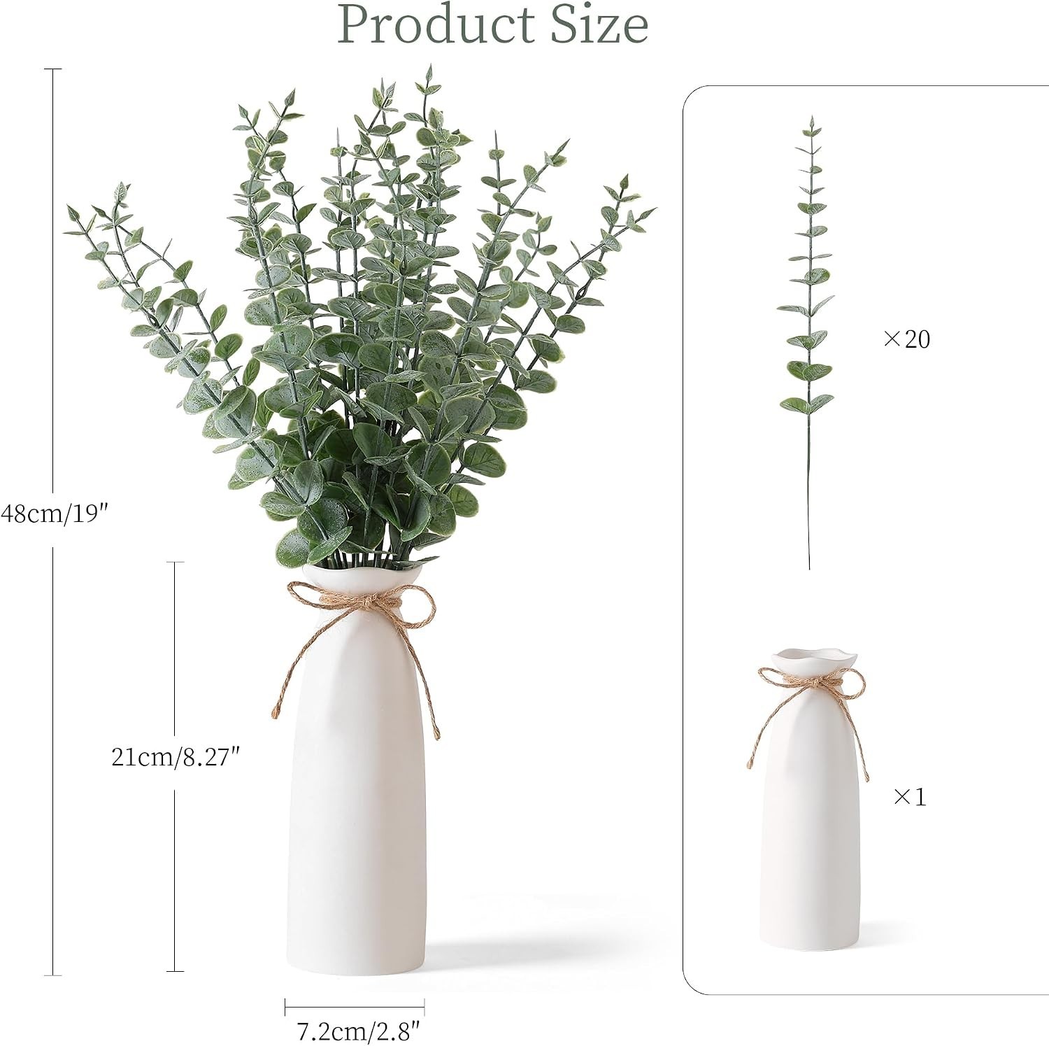 19″ Decorative Eucalyptus Centerpiece in Elegant White Vase, Perfect for Gifting