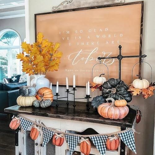 5 Pcs Artificial Fall Oak Leaves Stems – 19.6” Fake Autumn Foliage for Home Deco