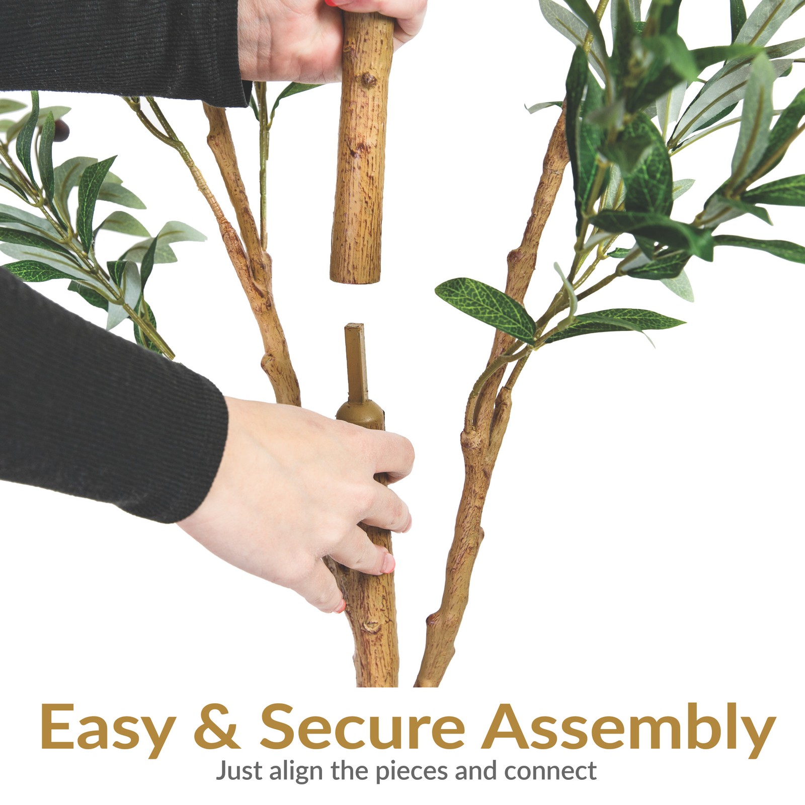 Indoor Artificial Olive Tree with Silk Leaves – 6 ft by Sunnydaze