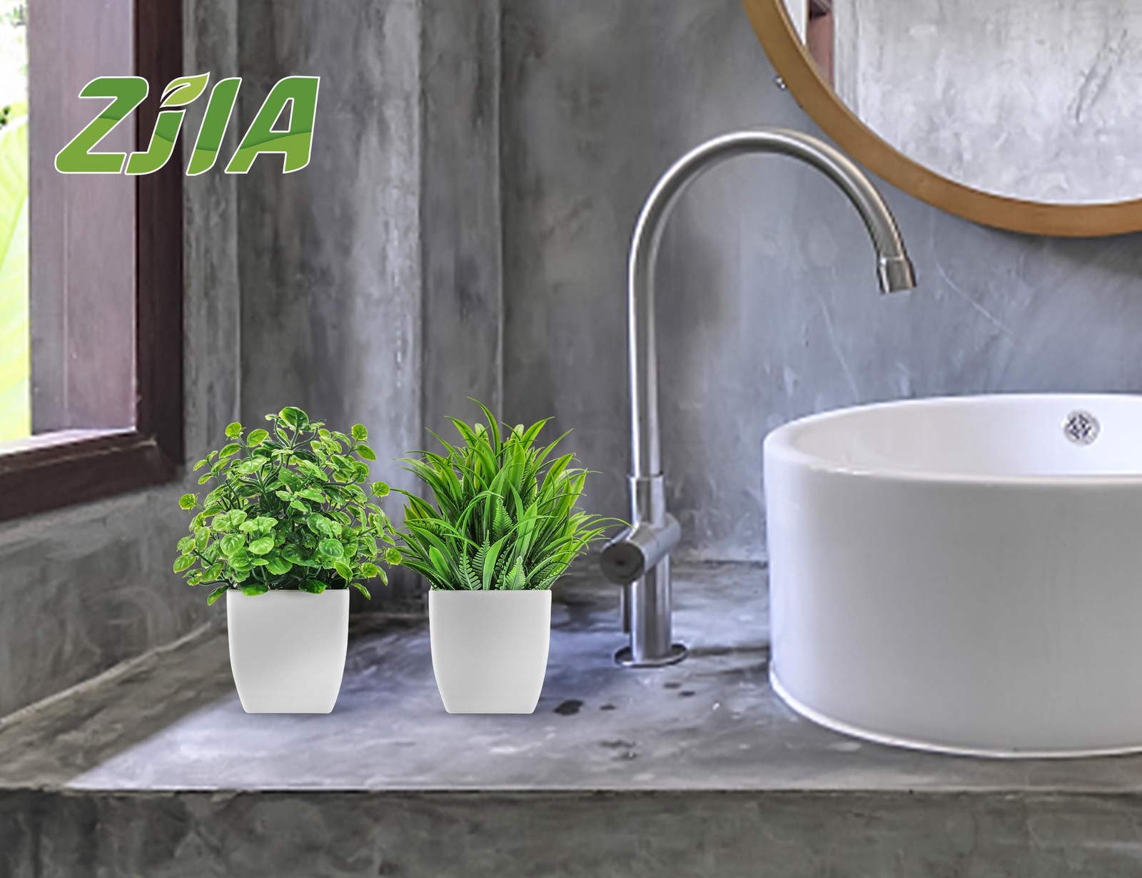 4 Pack Small Fake Plants White Bathroom for Home Bedroom Bathroom Kitchen Decor