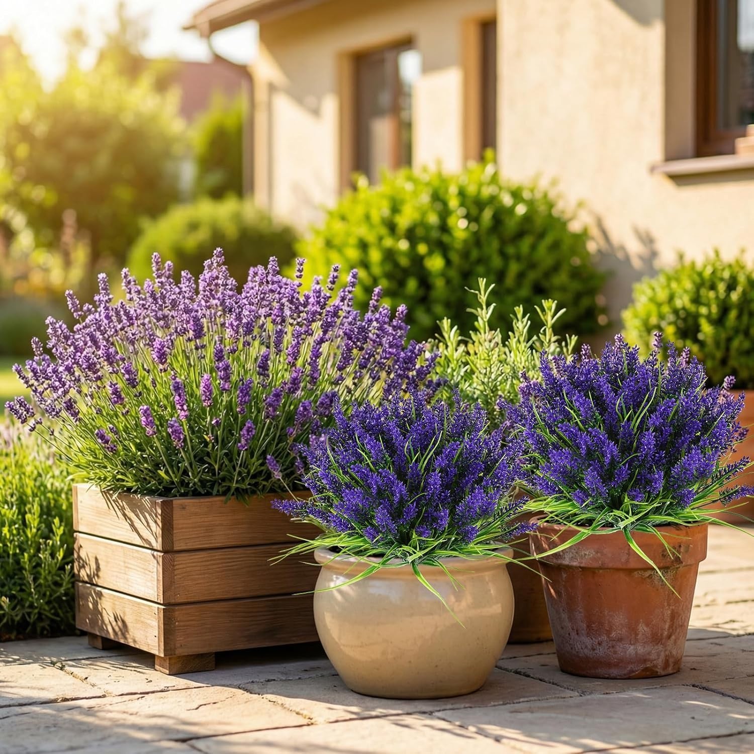 Vibrant 12-Count UV Resistant Fake Lavender Grass for -Round Home Charm