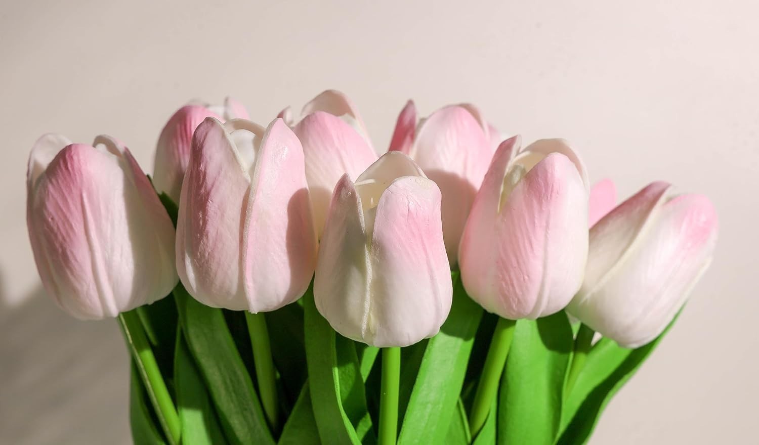 15pcs Fake Tulips Artificial Flowers Real Touch Pink 14″ PU Flower for Home K…