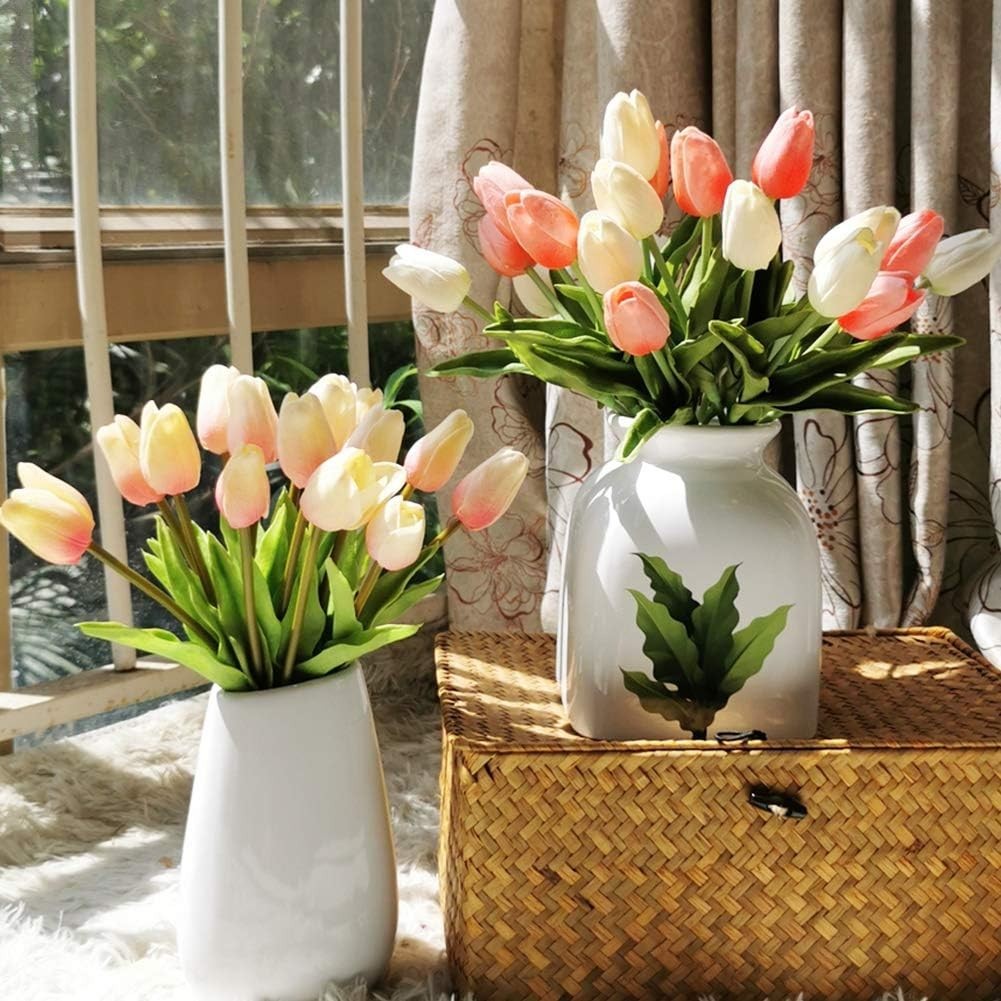 Vivid 24-Pc Faux Tulip Set – Washable, Waterproof Floral Decor for Home & Office