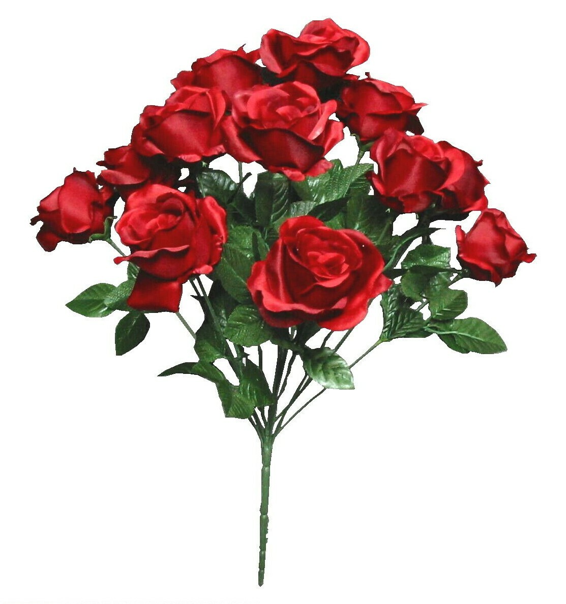 New Red 12-4″ Rose 21″ Bush Love Silk Flower Home Wedding Decor In/Outdoor Craft