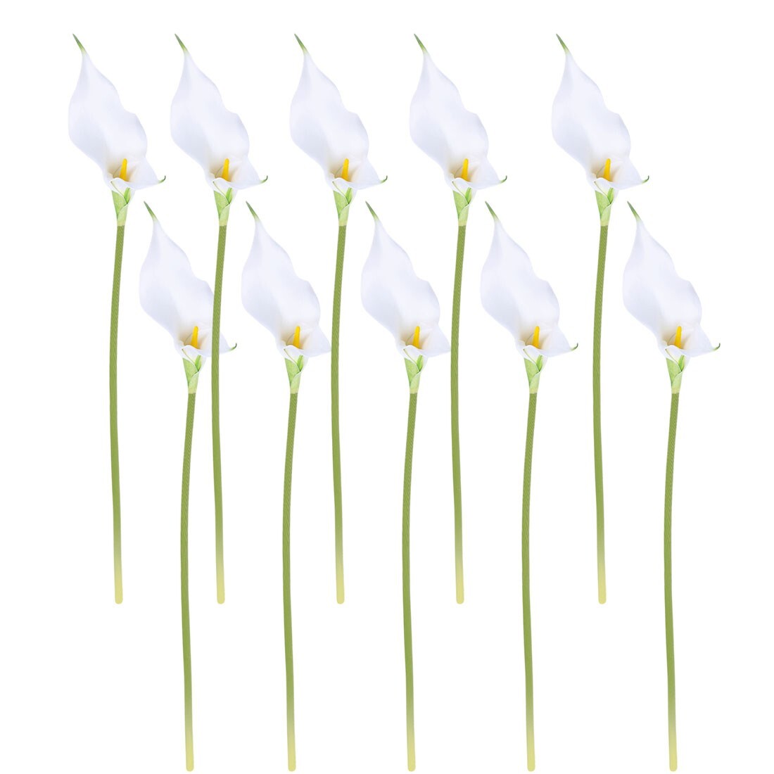 10pcs Calla Lily Artificial Bouquet with long -stems realistic white purple mix