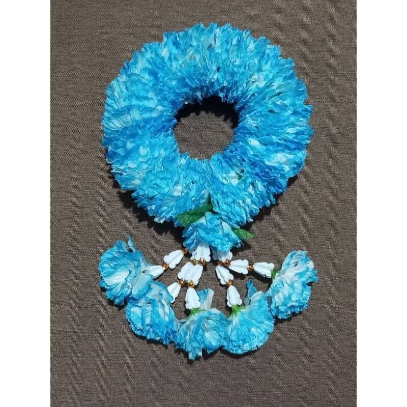 Fluffy Round Garland Hang Phuang Malai Artificial Thai Marigold Flower Fabric