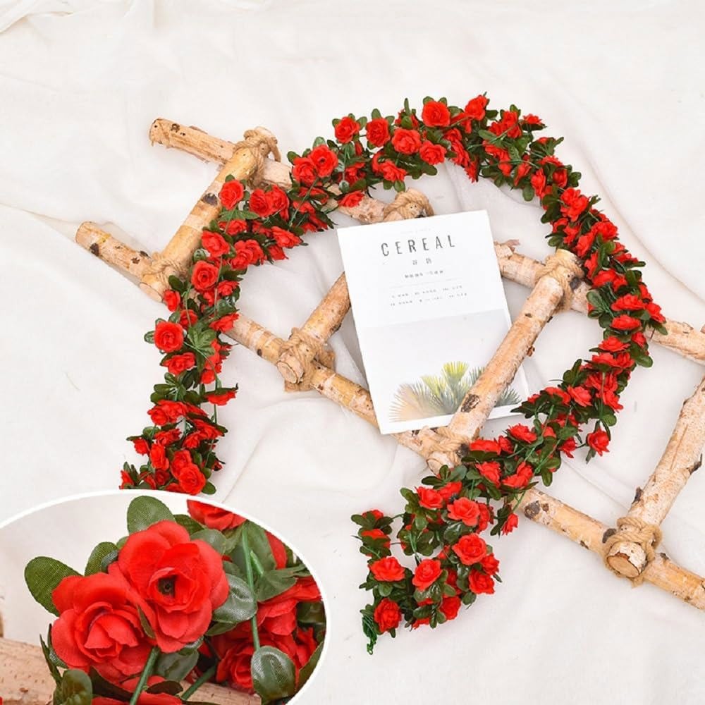 9Pcs 73.8FT Artificial Fake Rose Vine Garland Hanging Plants Home Wedding Decor