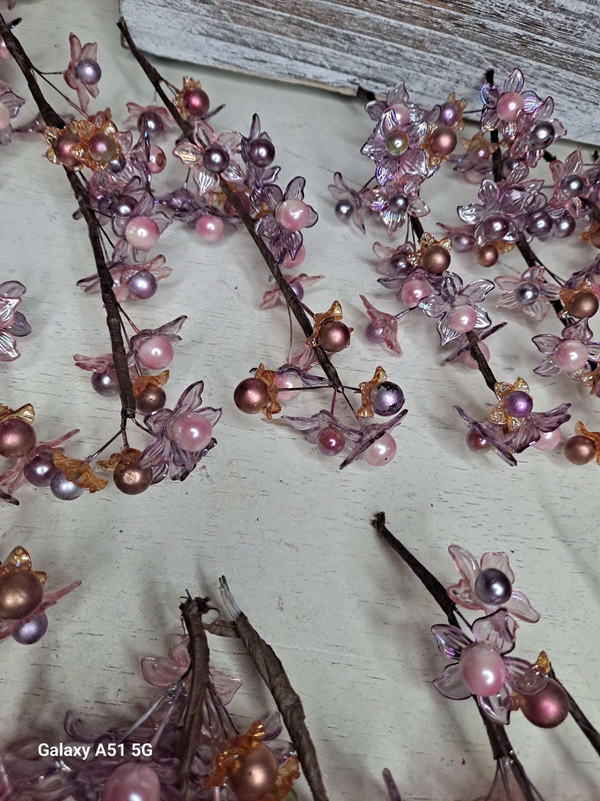 Pink Purple Plastic Flower Floral Branches 25 Piece