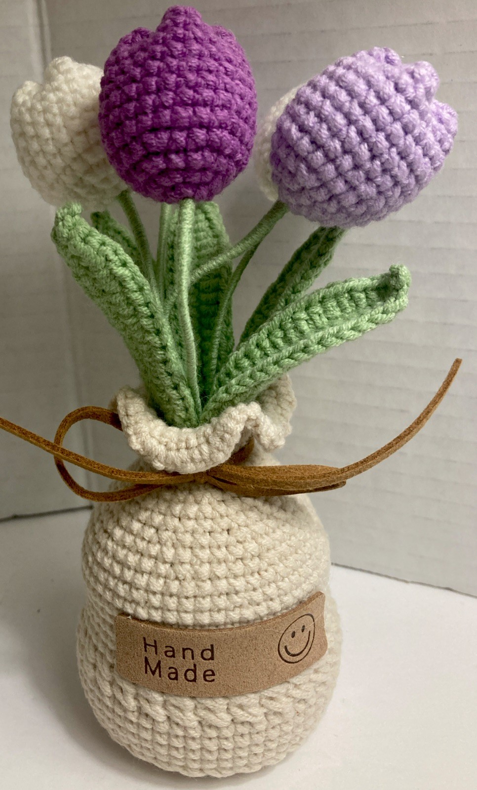 Crochet Woven Tulips with Wool Simulation Plant Crochet Hand-Woven Flowers