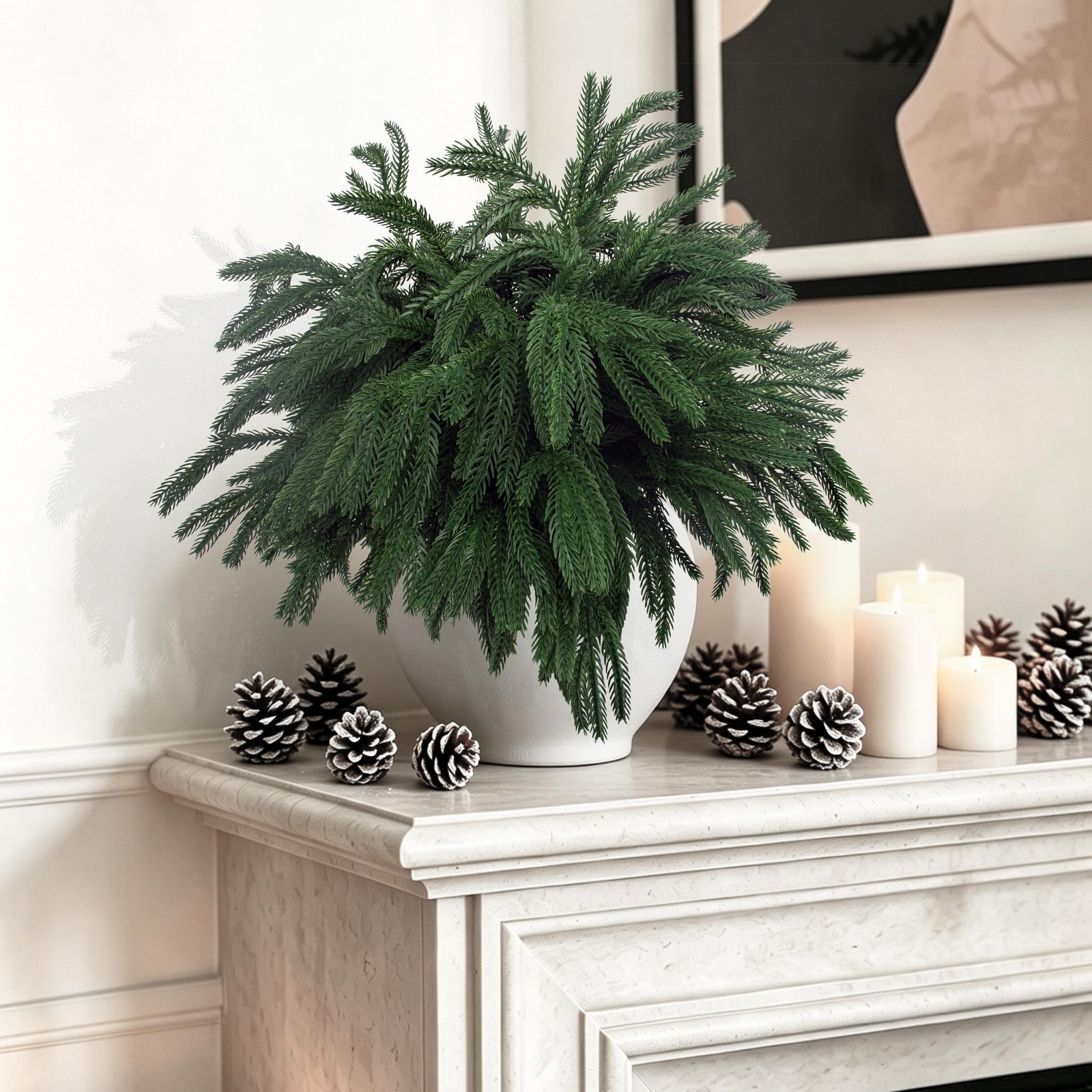 12 Pcs Artificial Norfolk Pine Branches, Norfolk Pine Artificial Pine Stems D…