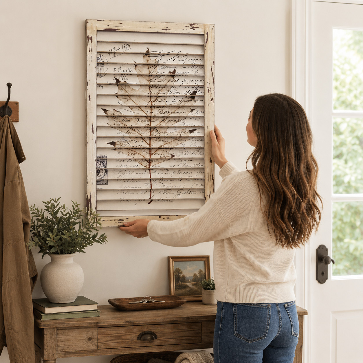 24″ Maple Leaf Window Shutter Wall Decor