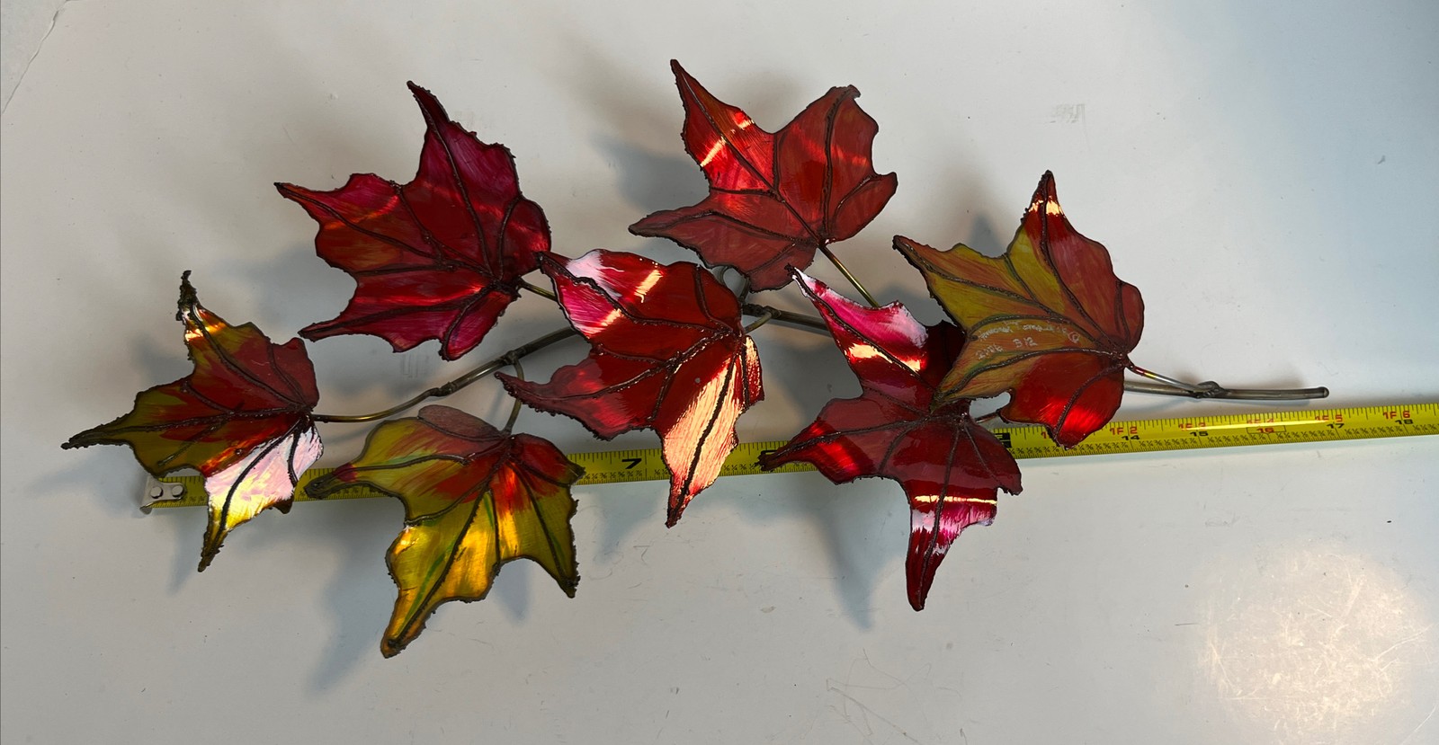 Fall Maple Leaves Wall Decor Signed Art Metallic Hand Welded Sculpture 2006 #312