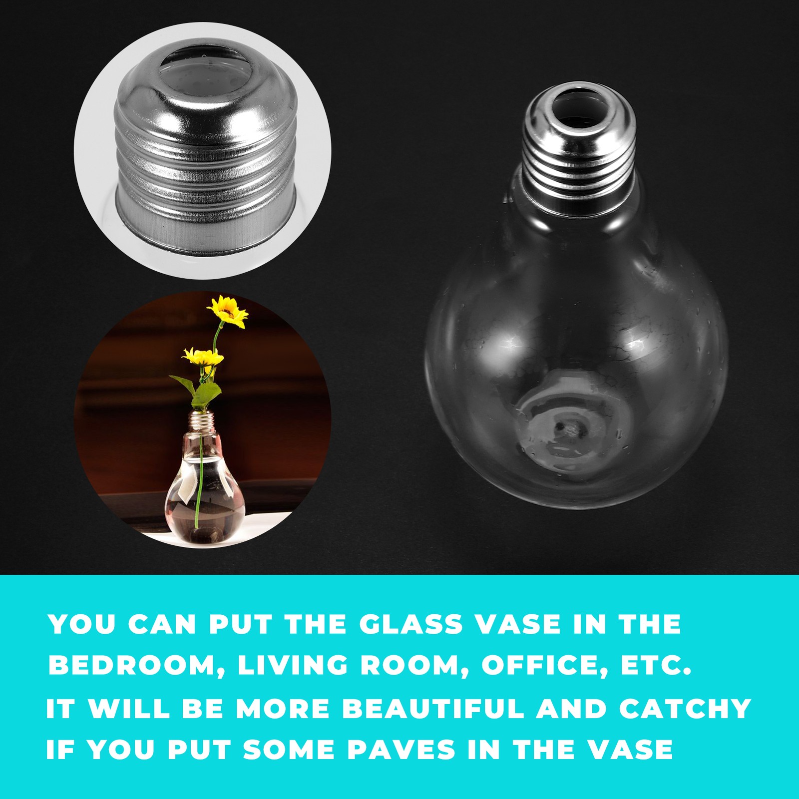 Transparent Glass Bulb Shape Table Vase for Plants Flowers Home Garden5563