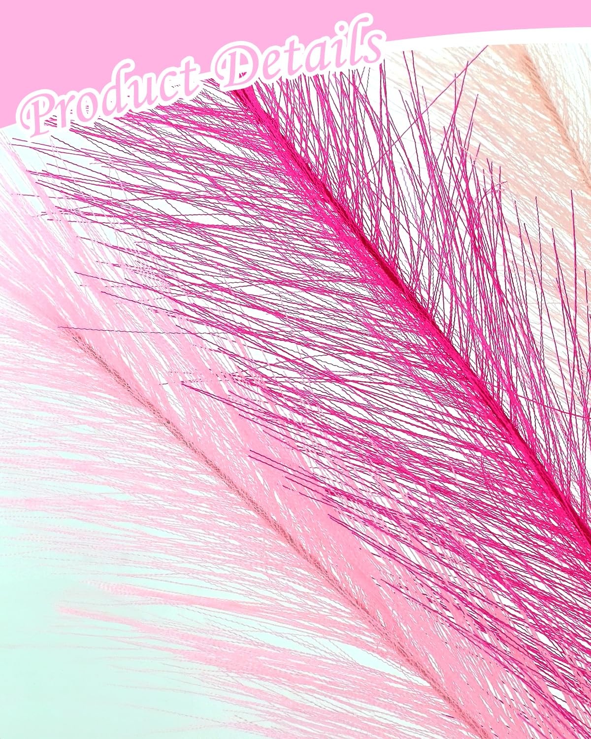 48pcs Pink Faux Pampas Grass Decor, 21.7inch Hot Pink Short Artificial Pompou…