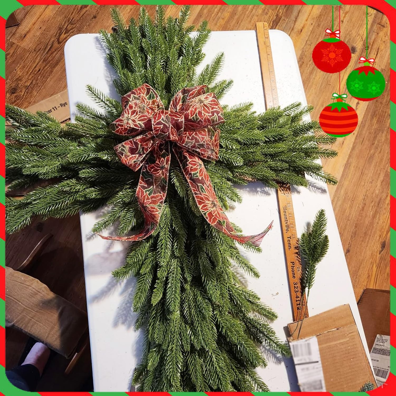 Christmas Artificial Pine Branches Fake Greenery for Crafts Garland Wreath Decor
