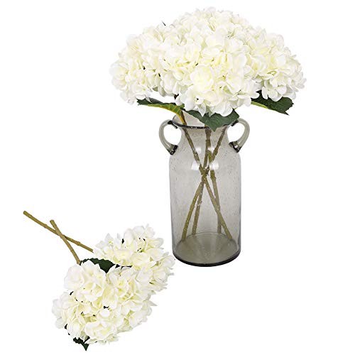 Hydrangea Artificial Flowers – 6pcs Faux Hydrangea Flowers, Fake Flowers White