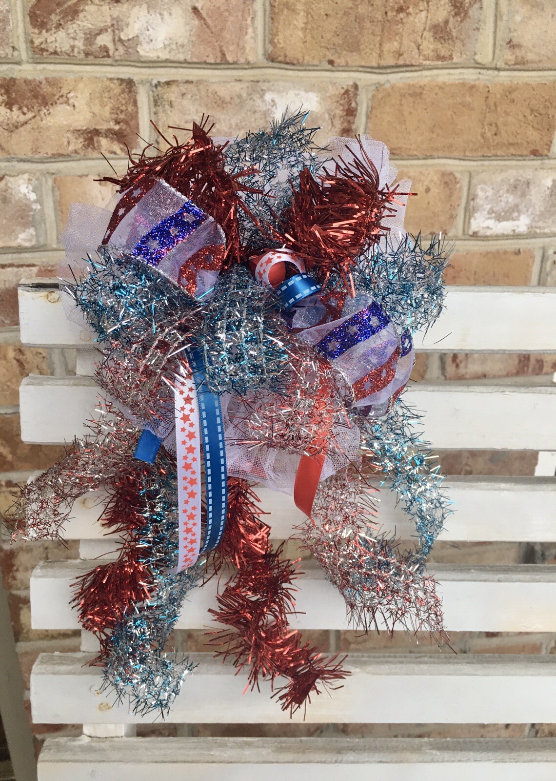American / 4th Of July Bow For Wreath , Lantern Or Any Decor / Handmade