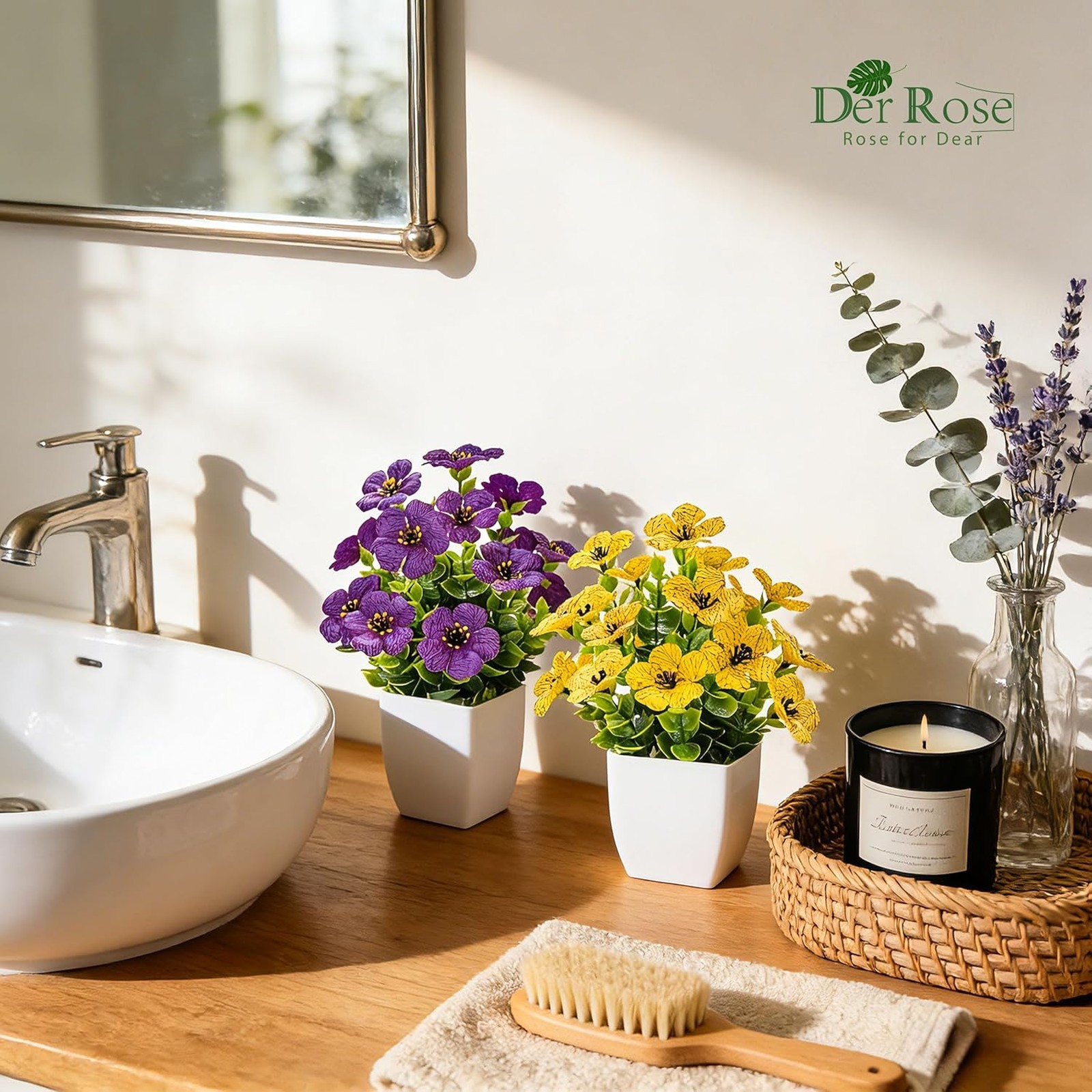 Artificial Plants with Fragrant Discs for Bathroom Bedroom Office Decor, 4 Pack