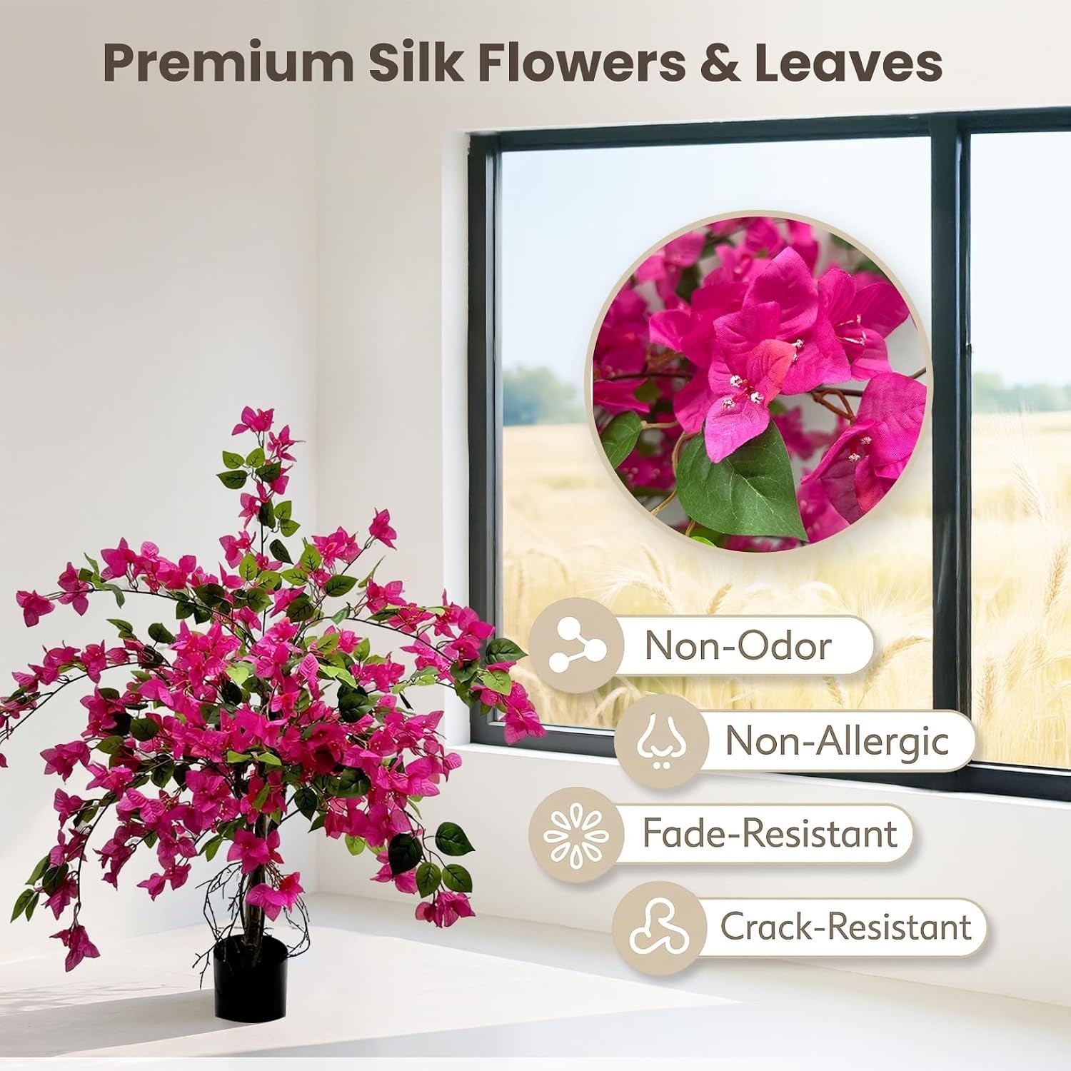 3FT Artificial Bougainvillea Tree – Realistic Faux Bougainvillea Tree with Pi…