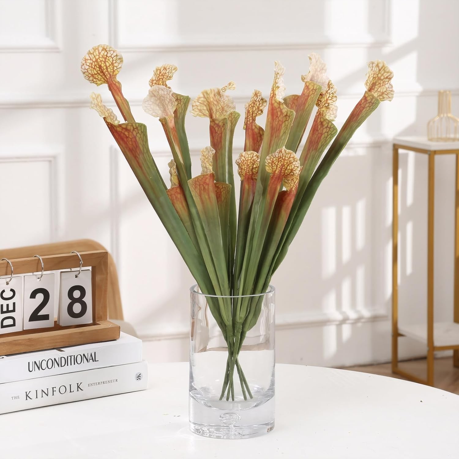 5pcs 17.5″ Artificial Carnivorous Pitcher Plant Fake Sarracenia for Vase Bouquet