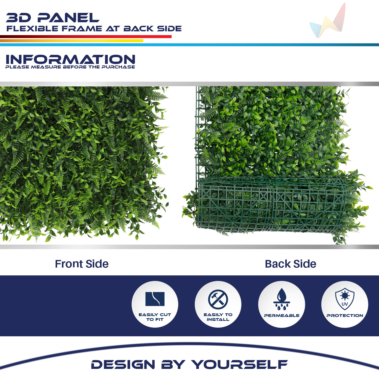 20×20″ Artificial Faux 3D Mix Fern Mat Privacy Fence Screen Decor Panel Hedge #9