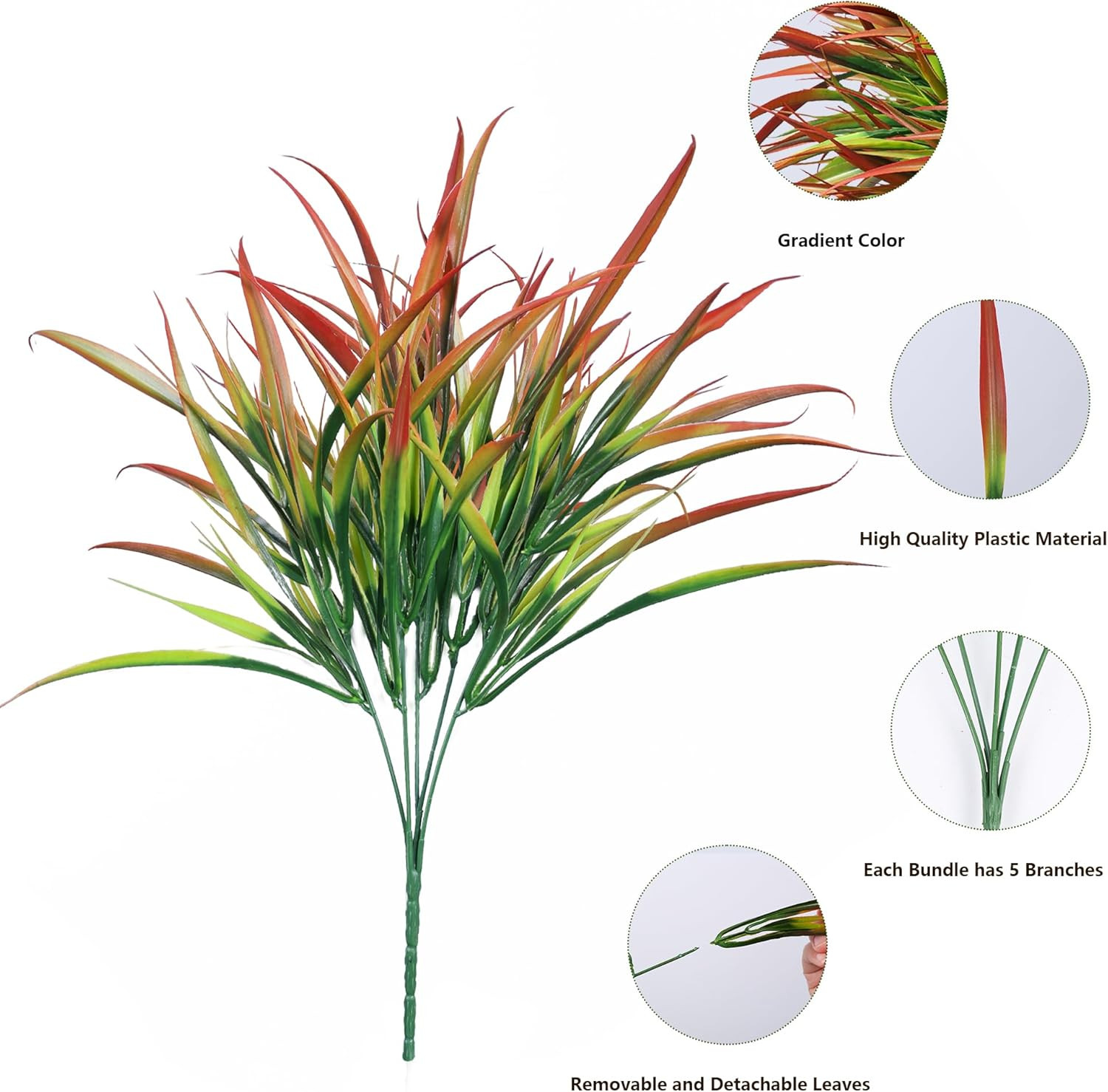 Ivydale 12Pcs Fake Plants Outdoor Artificial Plastic Grass Spring Decoration UV