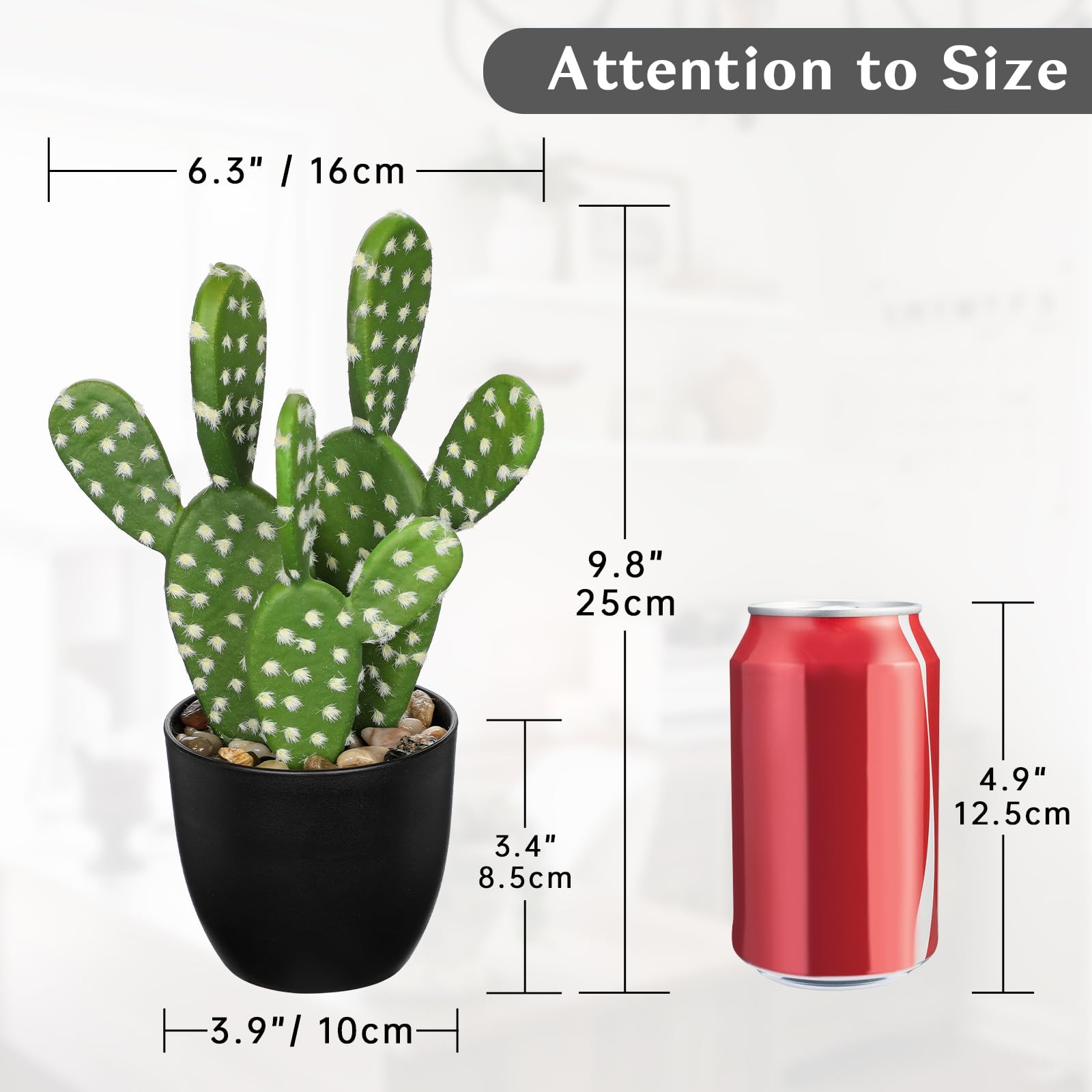 Artificial Cactus Plants 9.8 inch Small Faux Cactus Plants Indoor Fake Desert…