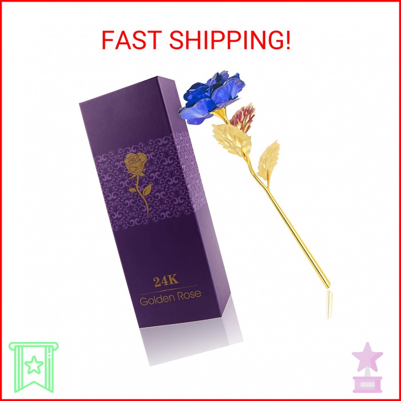 ALLOMN 24K Golden Rose, Artificial Rose Flower Gift for Her with Luxury Gift Box