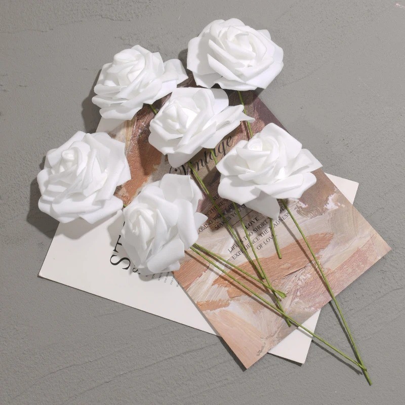 50Pcs Artificial Fake Rose PE Flower Head Wedding Party Garden Home Decor US