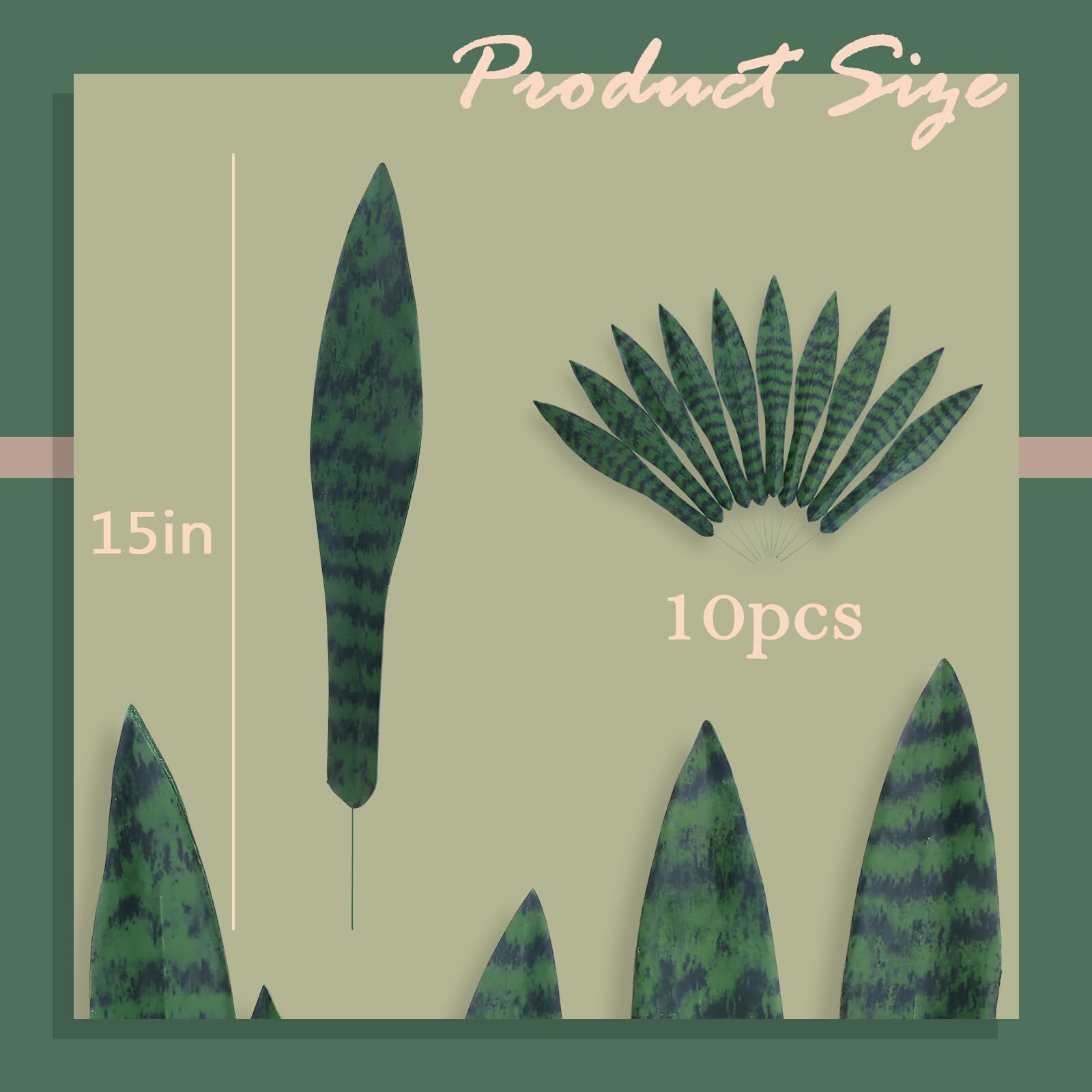 10pcs Fake Snake Plants Leaves Set 15inch Artificial Small Sansevieria Leaves