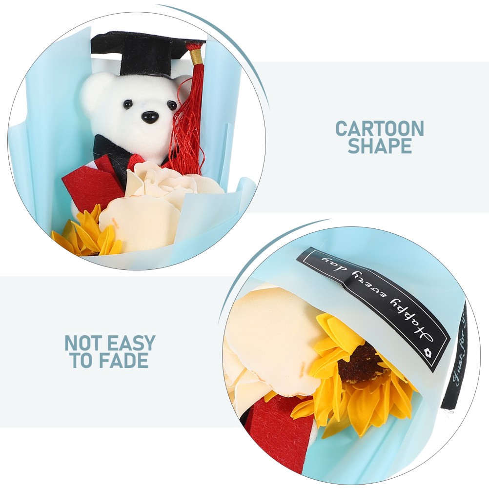 Graduation Flower Bouquet Artificial Stuffed Animals Decorated Bear for