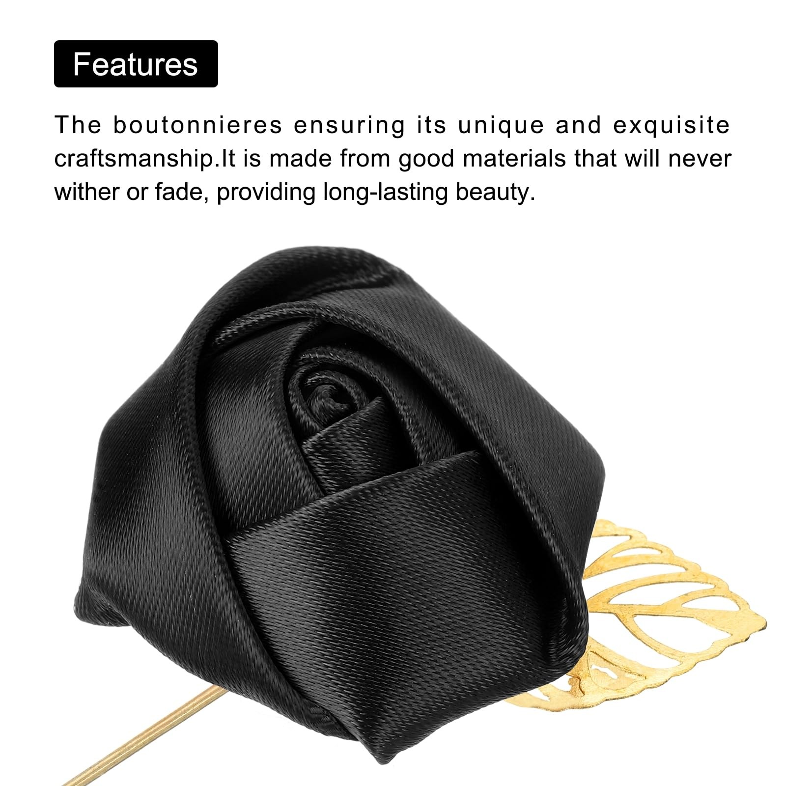 Groom Boutonnieres Rose Pin for Men Wedding Ceremony Anniversary Formal