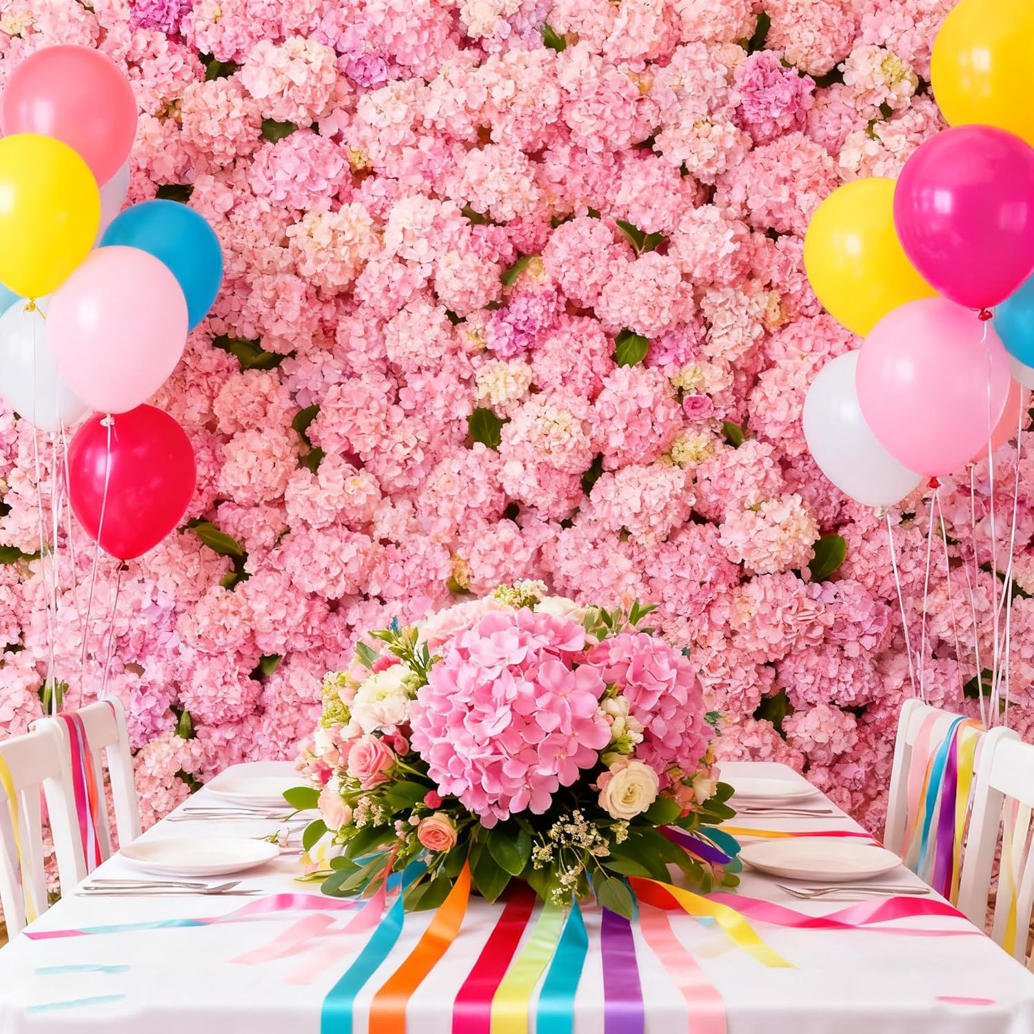 100PCS Bubble Pink Silk Hydrangea Flowers for Weddings & Home Decor