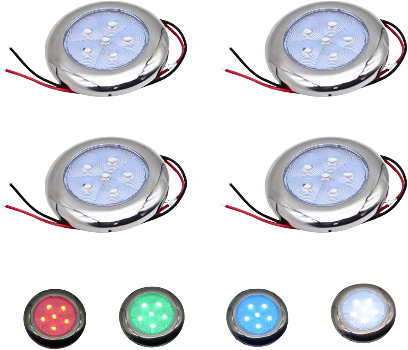 Marine Boat Courtesy Lights, 3 Inch RGBW LED Cabin Light, IP67 Waterproof Stainl