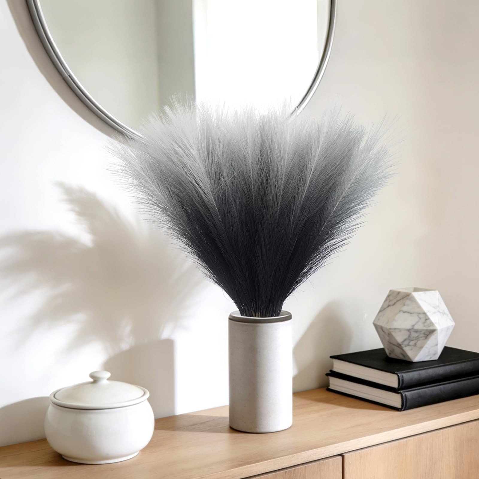 Black Pampas Grass Decor, 50Pcs 21.6 inch Artificial Faux Pompas Grass Small …
