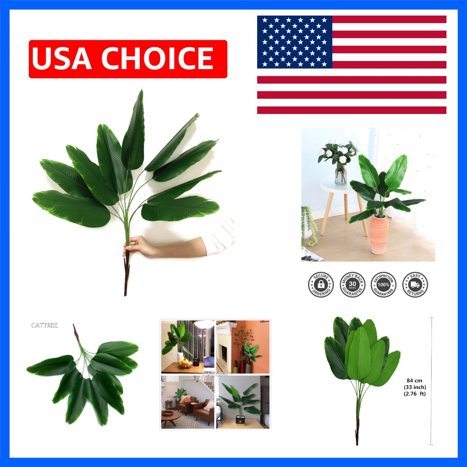 Fake Plants Banana Tree, Artificial Plant Decor Tall Faux Tropical Palm Trees…