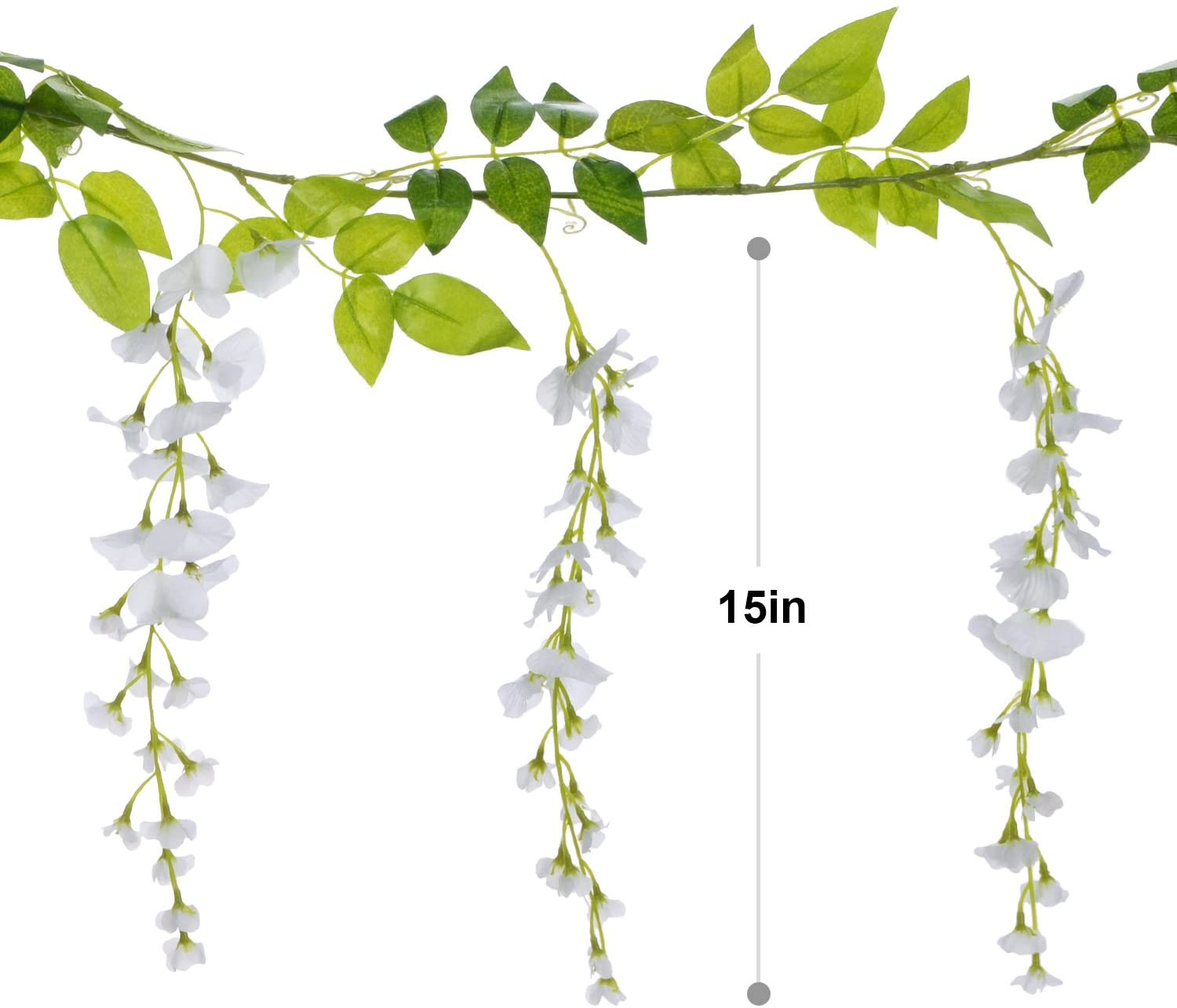 4Pzs Guirnalda Flores Artificiales 28.8Ft Glicinia Seda Boda Jardin Decoracion